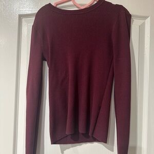 Halogen Maroon Ribbed Knit Top
